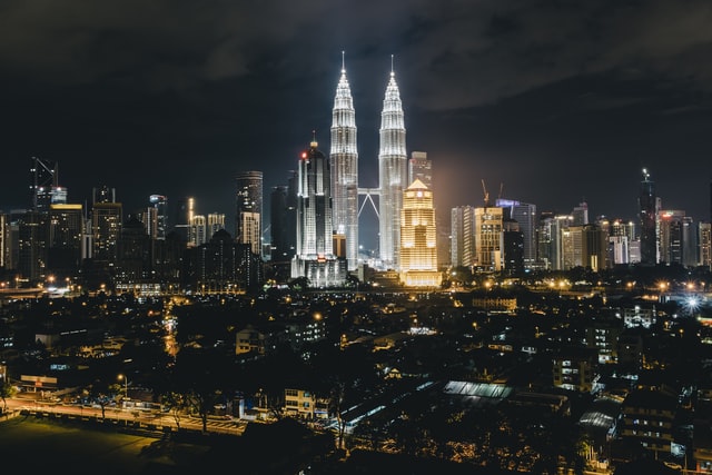 Malaysia night skyscrapers