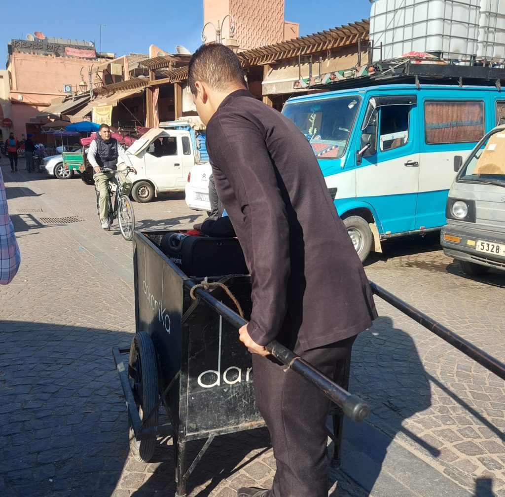 bellboy luggage in cart